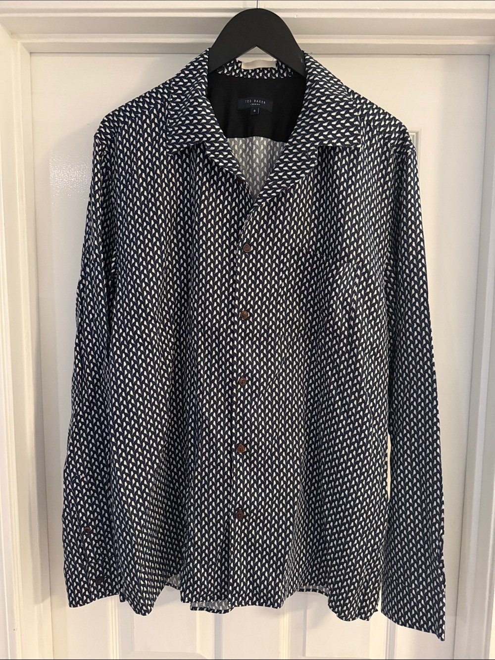 Ted Baker Navy & White Printed Collared Shirt